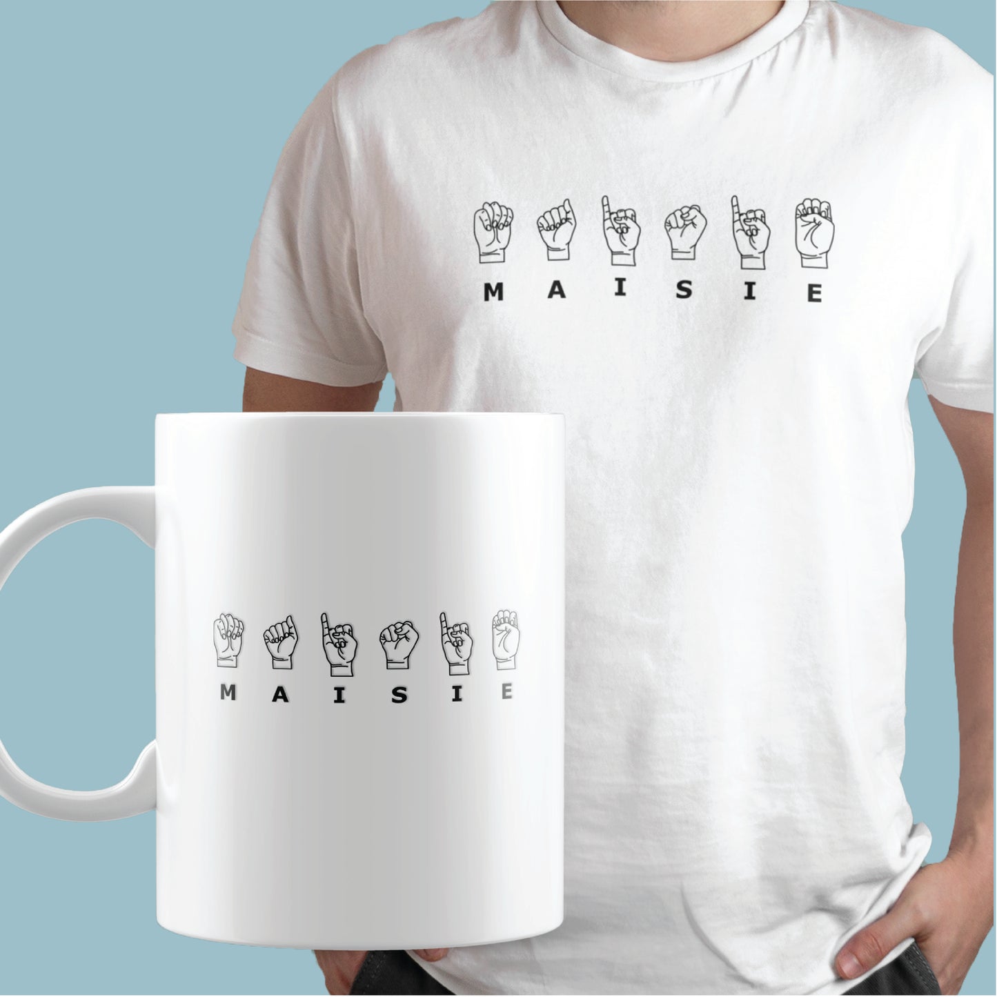 ASL American Sign Language T-shirt & mug package