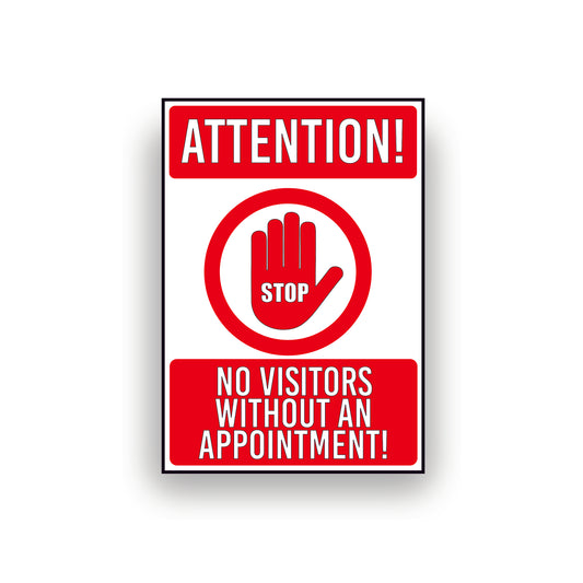 ATTENTION! STOP! NO VISITORS ANTI VIRUS PREVENTION WARNING STICKER SIGN