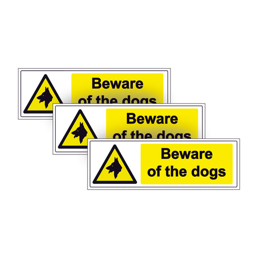 3 Pack Beware of the dogs warning safety sticker signs for doors, walls windows