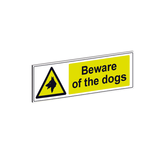 Beware of the dogs warning safety 3mm hard backed sign for doors, walls, gates & garage