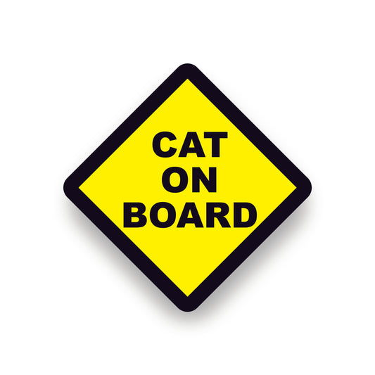 Cat on board vehicle warning safety bumper sticker sign for car or vehicle windows