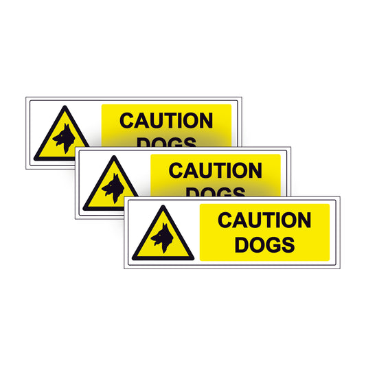 Caution dogs warning safety stickers sign (3 pack) for doors, walls, windows & car