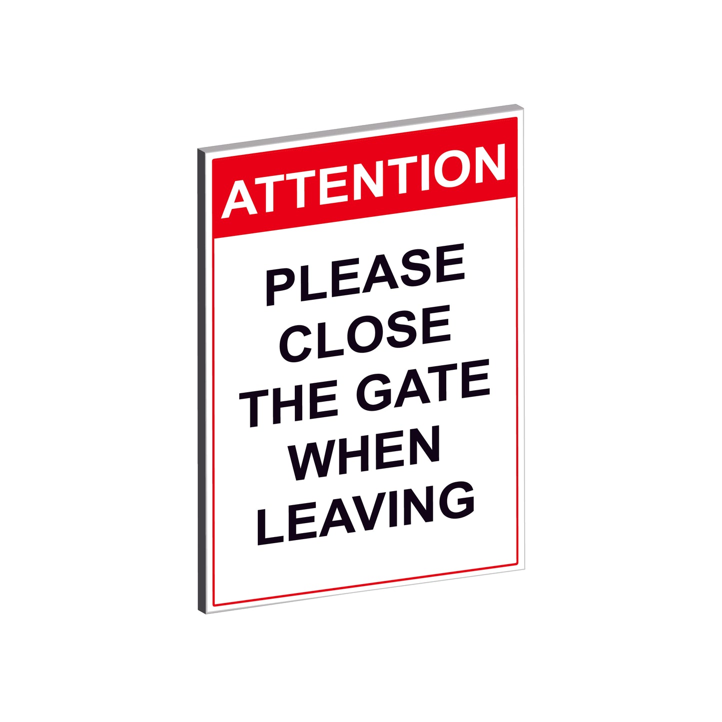 Attention! please close the gate notice sign Mount board Self adhesive