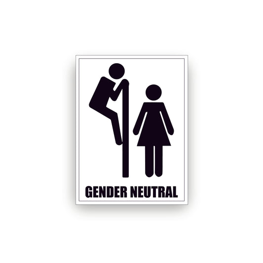 GENDER NEUTRAL STICKER SIGN for changing rooms, toilets, doors walls, glass, pub