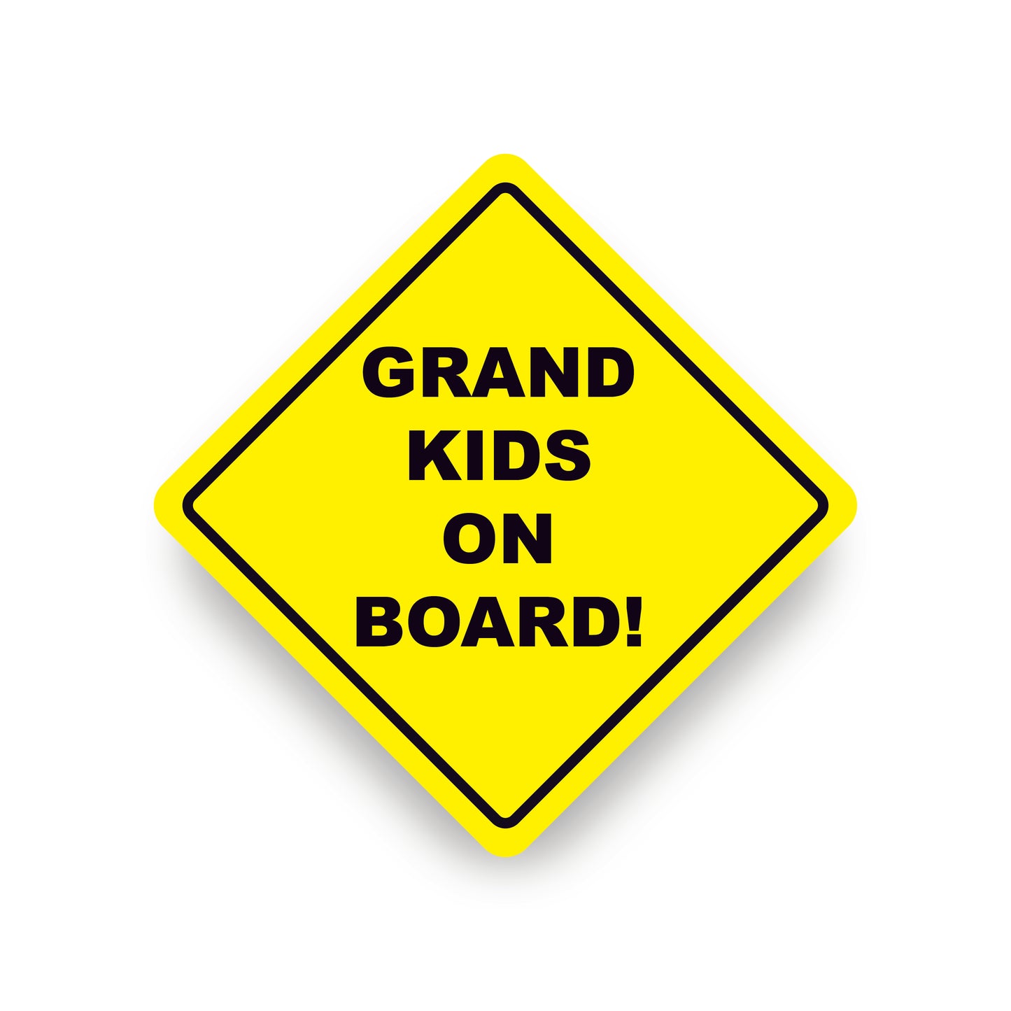 GRAND KIDS ON BOARD WARNING SAFETY BUMPER STICKER Yellow Sign Car Vinyl vehicle