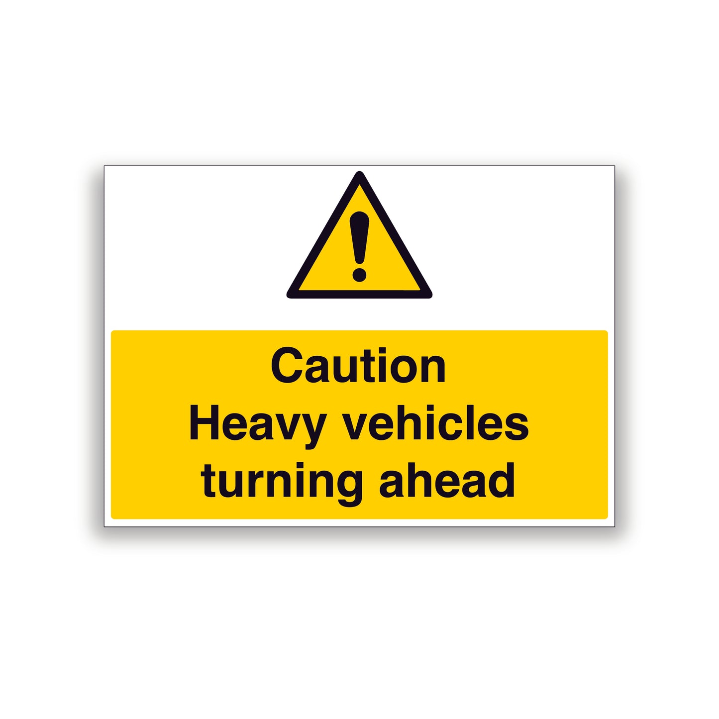 Caution Heavy Vehicles Turning Ahead Sign