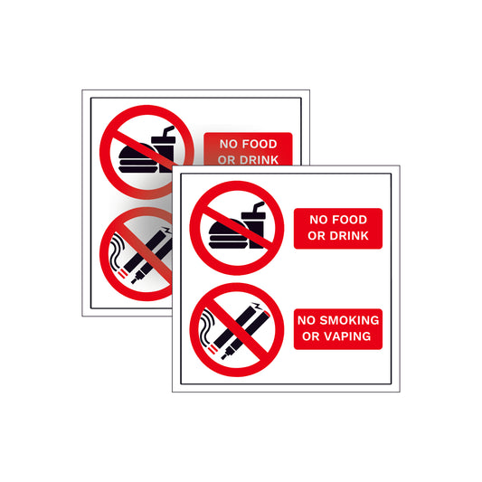 2 pack of No Smoking, vaping, food or drinks, vehicle warning stickers sign for taxi or cabs