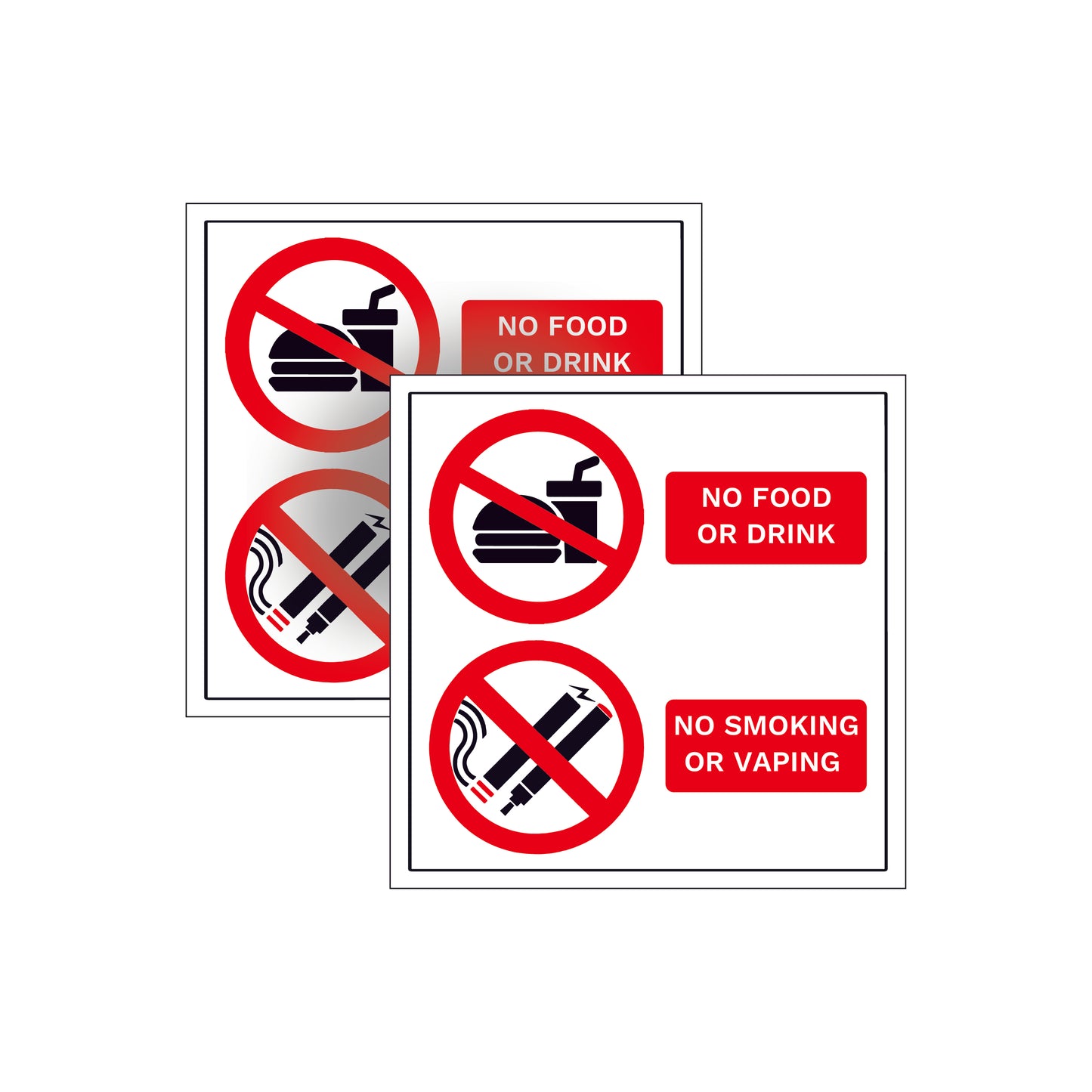 2 pack of No Smoking, vaping, food or drinks, vehicle warning stickers sign for taxi or cabs