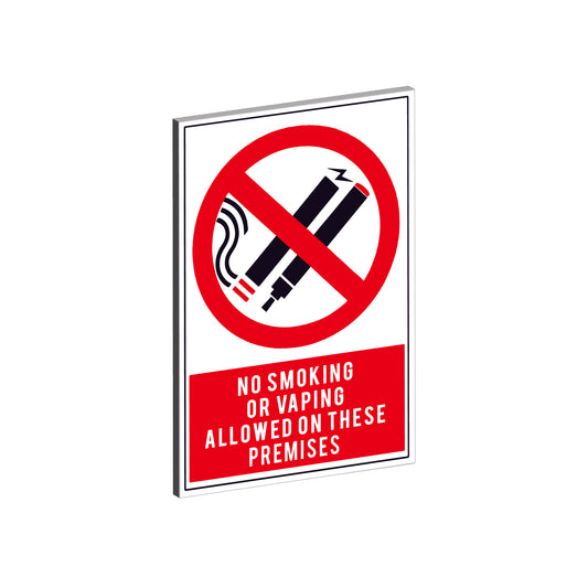 NO SMOKING or VAPING SAFETY WARNING HARD BACKED SIGNS 3mm for walls doors gates