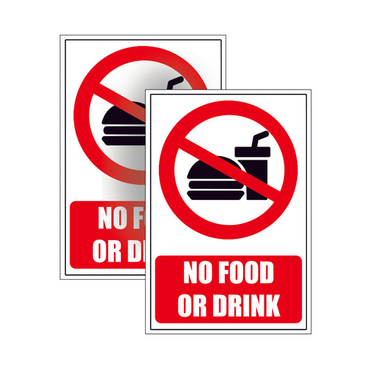 NO FOOD or DRINK WARNING SAFETY STICKER SIGN Vinyl for window glass wall door 2pk