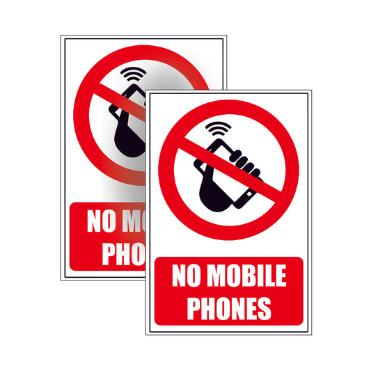 NO Mobile Cell Phones WARNING SAFETY STICKER SIGN window Vinyl glass wall door 2pk
