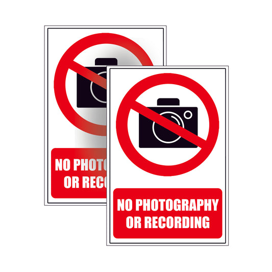 NO PHOTOS or FILMING WARNING SAFETY STICKER SIGN window Vinyl glass wall door 2pk