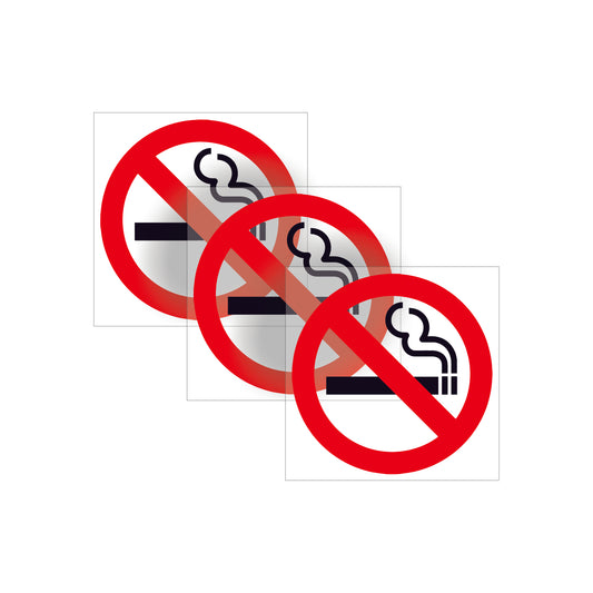 NO SMOKING WARNING SAFETY SIGNS STICKERS Clear Double sided 3 Pack glass & more