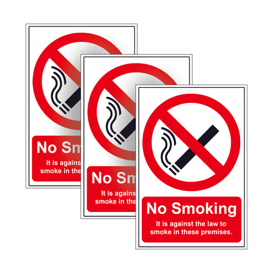 3 x NO SMOKING SAFETY WARNING SIGNS Large Sticker Vinyl for car window glass wall door