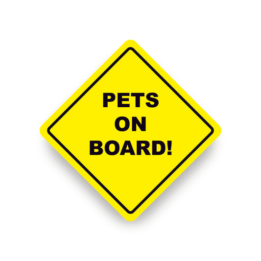 PETS ON BOARD WARNING SAFETY STICKER YELLOW Sign Vinyl Decal for car vehicle window