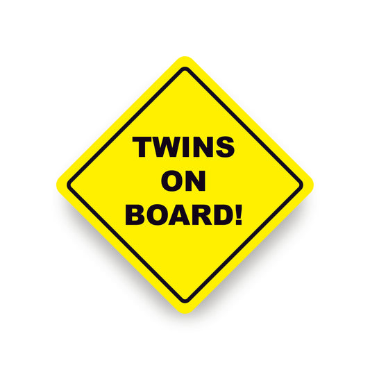 TWINS ON BOARD WARNING SAFETY STICKER YELLOW Sign Vinyl Decal for car vehicle window