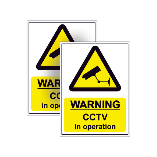 CCTV In Operation WARNING SAFETY SIGNS Stickers 2 Pack for Doors, walls windows