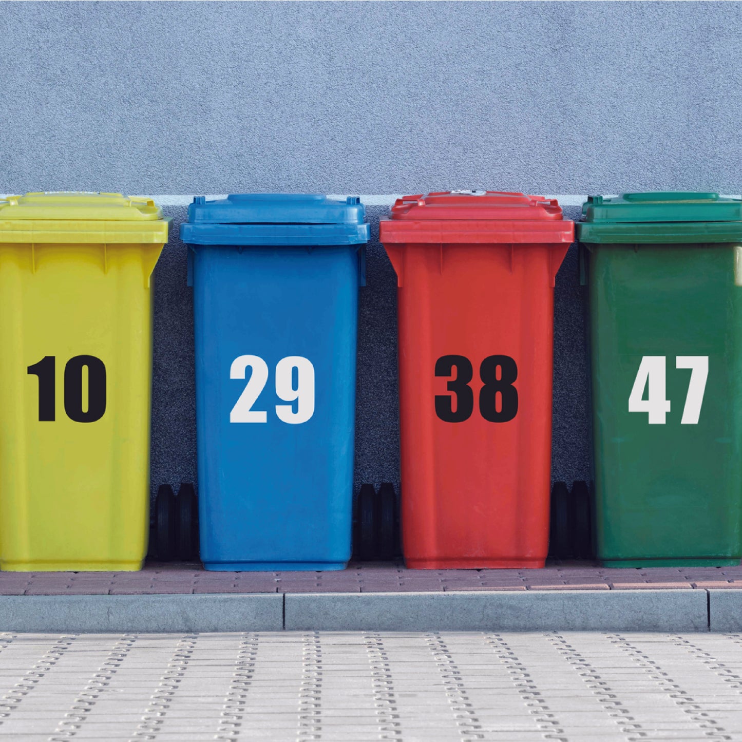 Wheelie Bin Number Stickers Vinyl Sticker House Bin number 17cm black or white