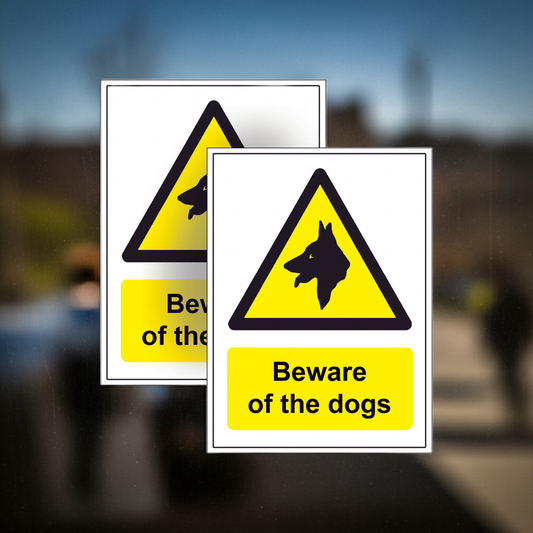 2 pack Beware of the dogs warning safety sticker or 3mm signs for doors, walls & windows