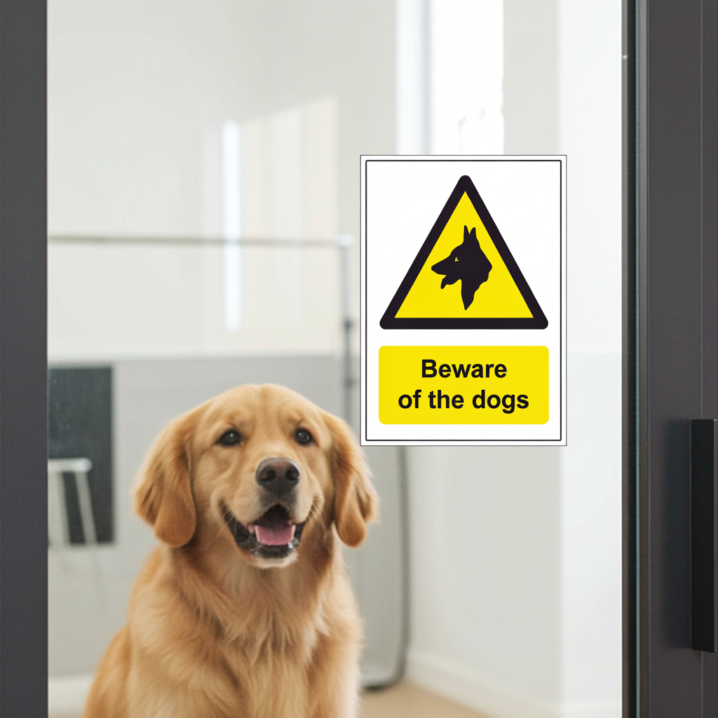 2 pack Beware of the dogs warning safety sticker or 3mm signs for doors, walls & windows