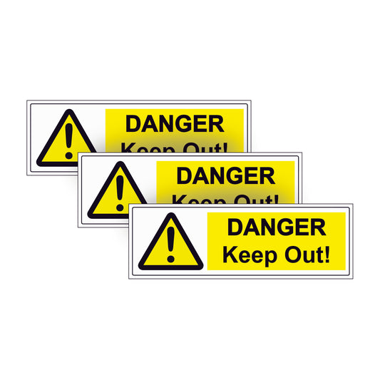 Danger Keep Out No Admittance SAFETY WARNING SIGNS Stickers 3 Pack