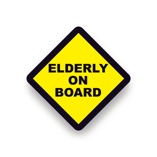 ELDERLY ON BOARD WARNING SAFETY SIGN Sticker Vinyl Decal for car vehicle window