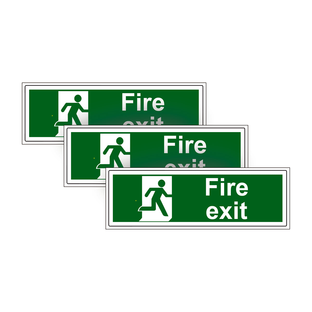 Fire Exit Sign Vinyl Signbox 3 Pack Fire exit warning safety vinyl sticker signs for doors, walls or ...