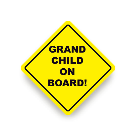 GRAND CHILD ON BOARD WARNING SAFETY BUMPER STICKER Yellow Sign Car Vinyl vehicle