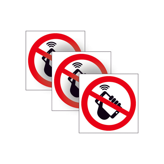 3 Pack NO MOBILE PHONES Warning Sign STICKERS for cars, offices, home